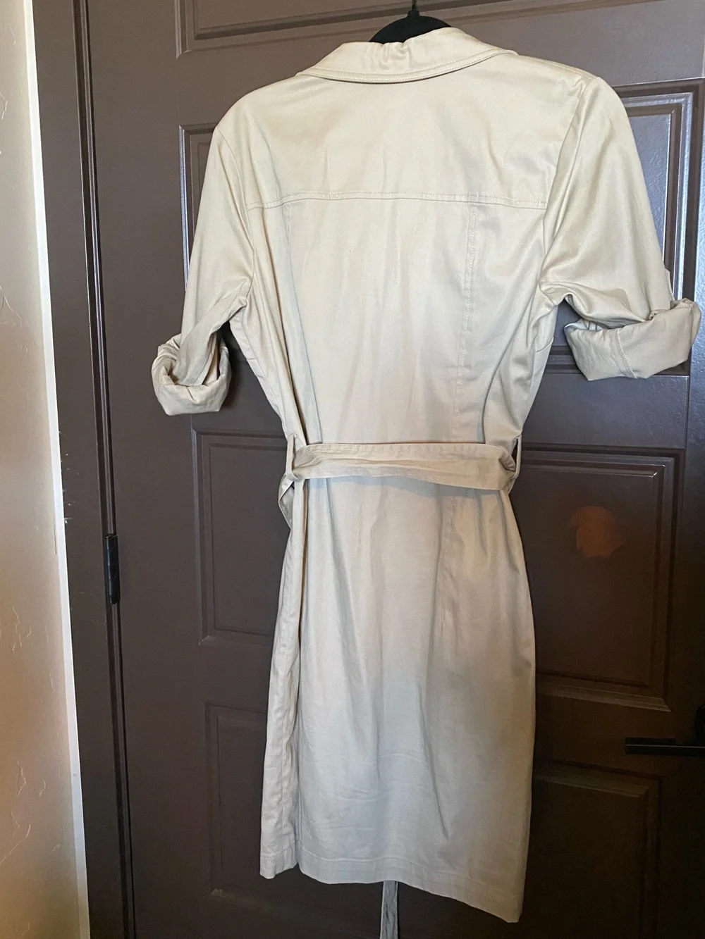 Michael Kors Cream Utility Midi Dress with Gold Hardware